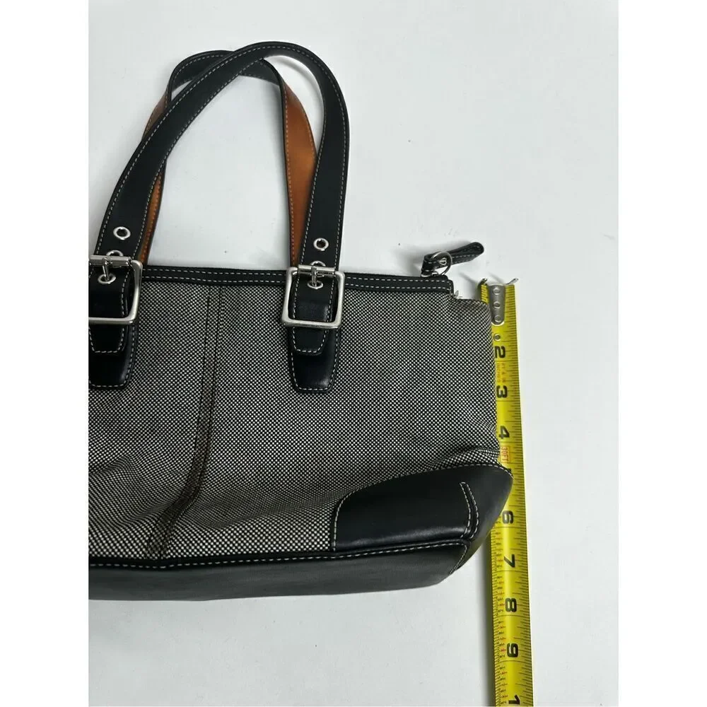 Coach Black and White Bucket Bag LO43-1842 Canvas Leather Black